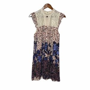 Living Doll Cottagecore Floral Print Lace Dress-M(Juniors)